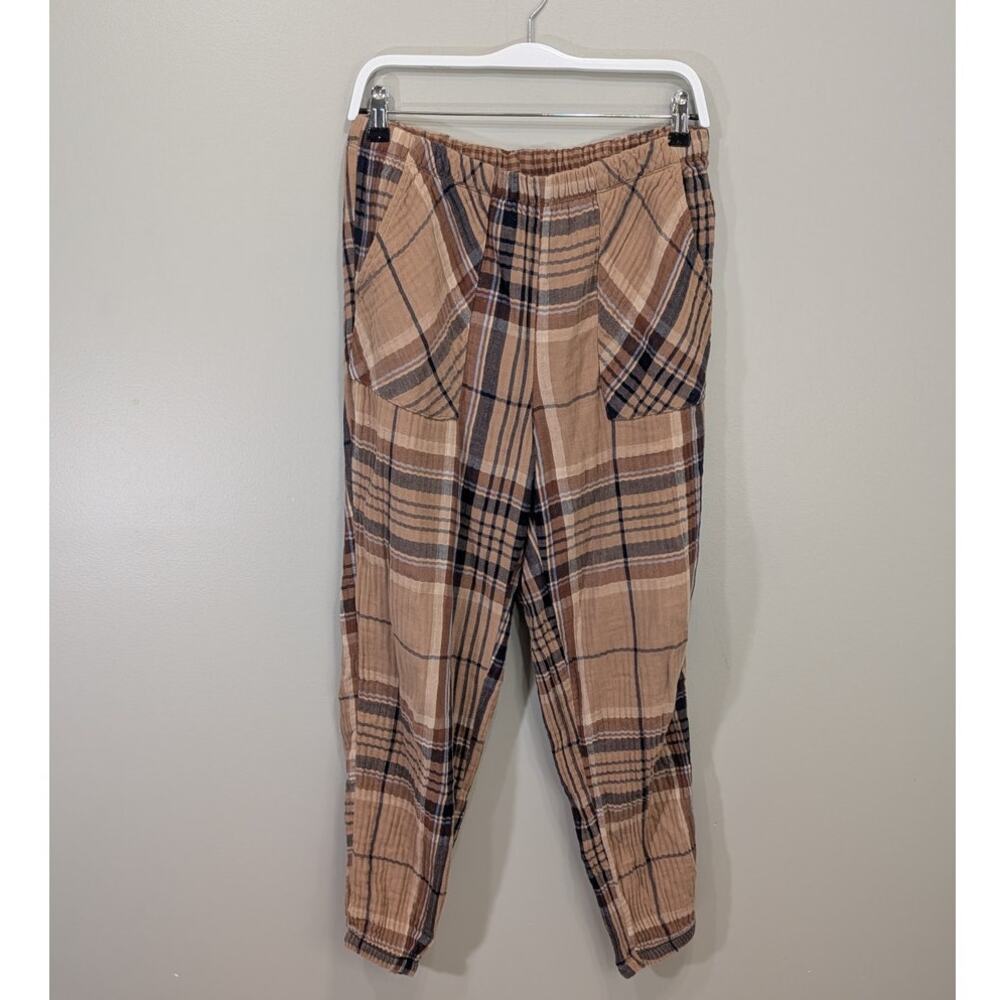 Aerie Soft Gauze Joggers GrandpaCore CottageCore Lounge Cozy Plaid - Size M